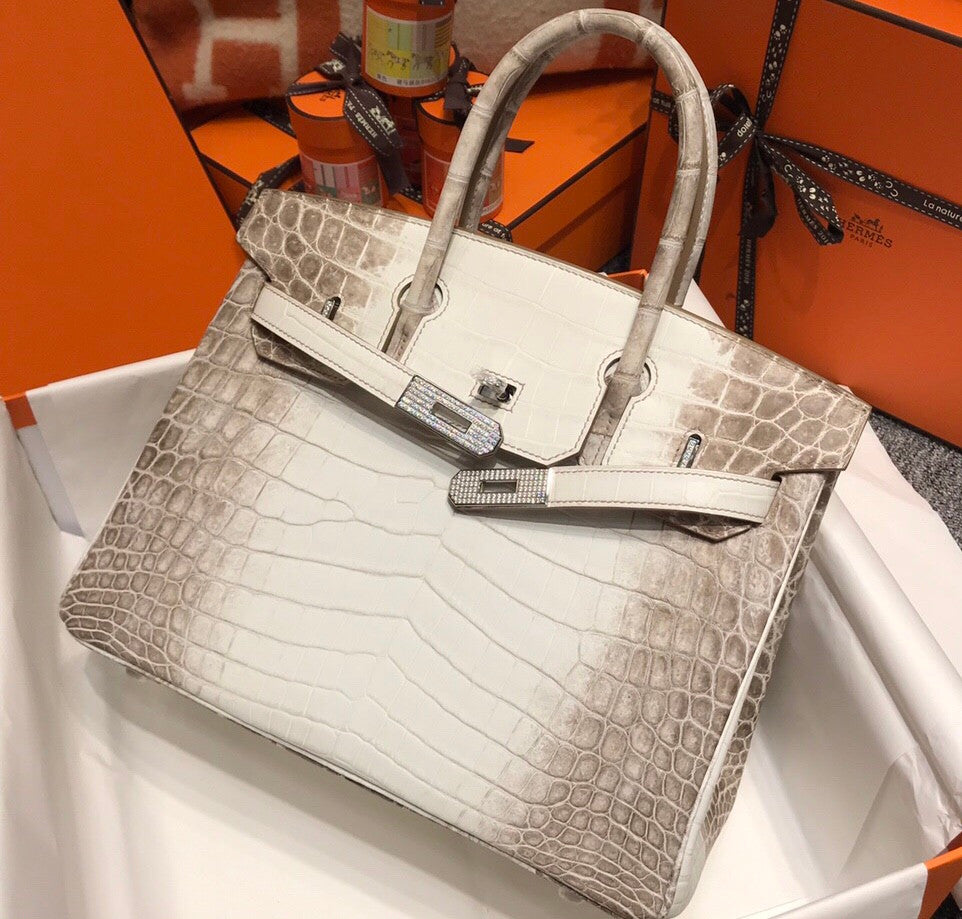 Hermes Matte Himalayan Prosperous  crocodile  Birkin bag with 18-karat white gold and diamond