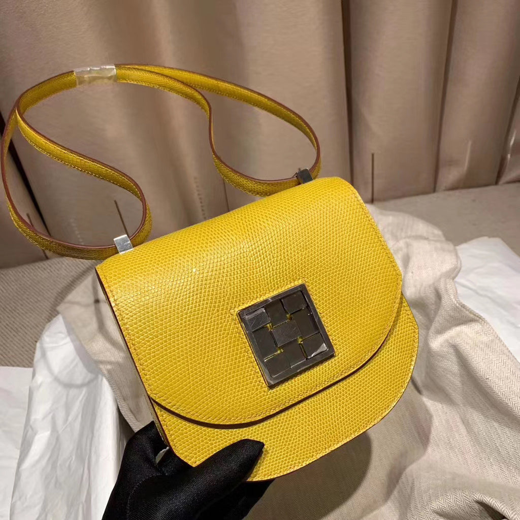 Hermès  9O Jaune de Naples  Lizard Mosaique Au 24-17