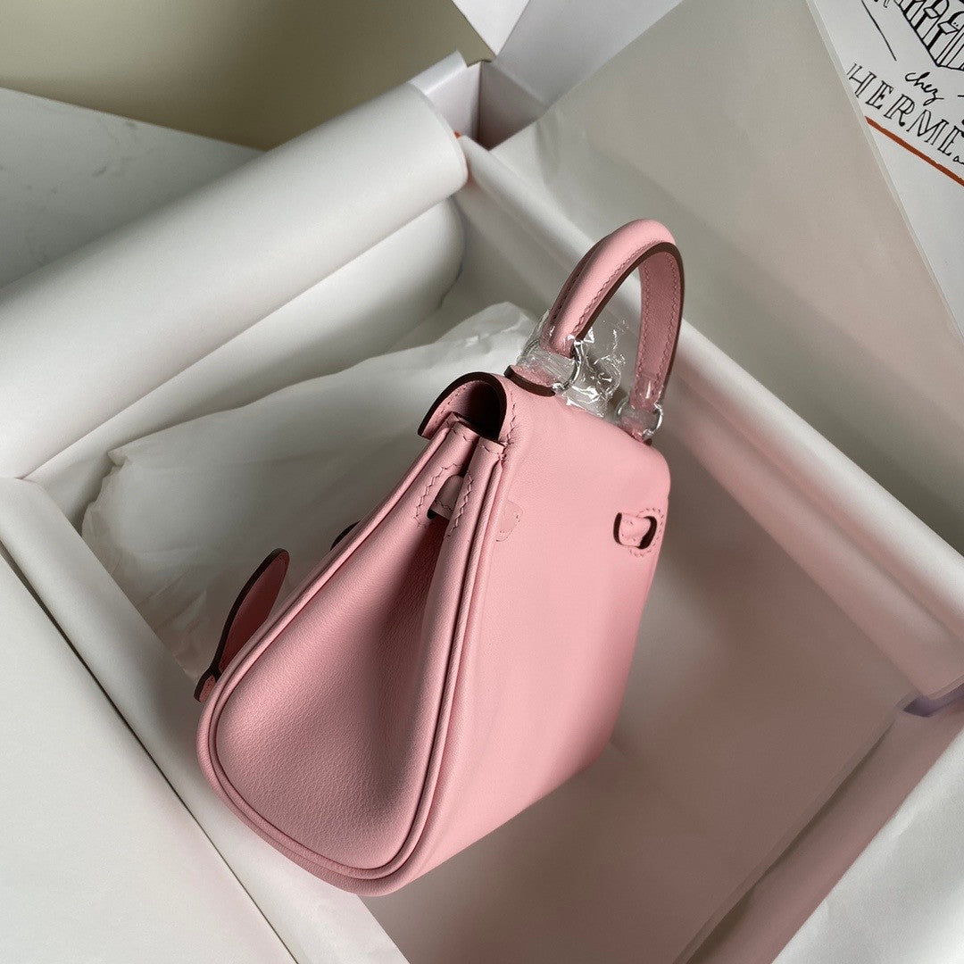 Hermes Quelle Idole Kelly Doll Bag 3Q Sakura Pink Swift Palladium Hardware
