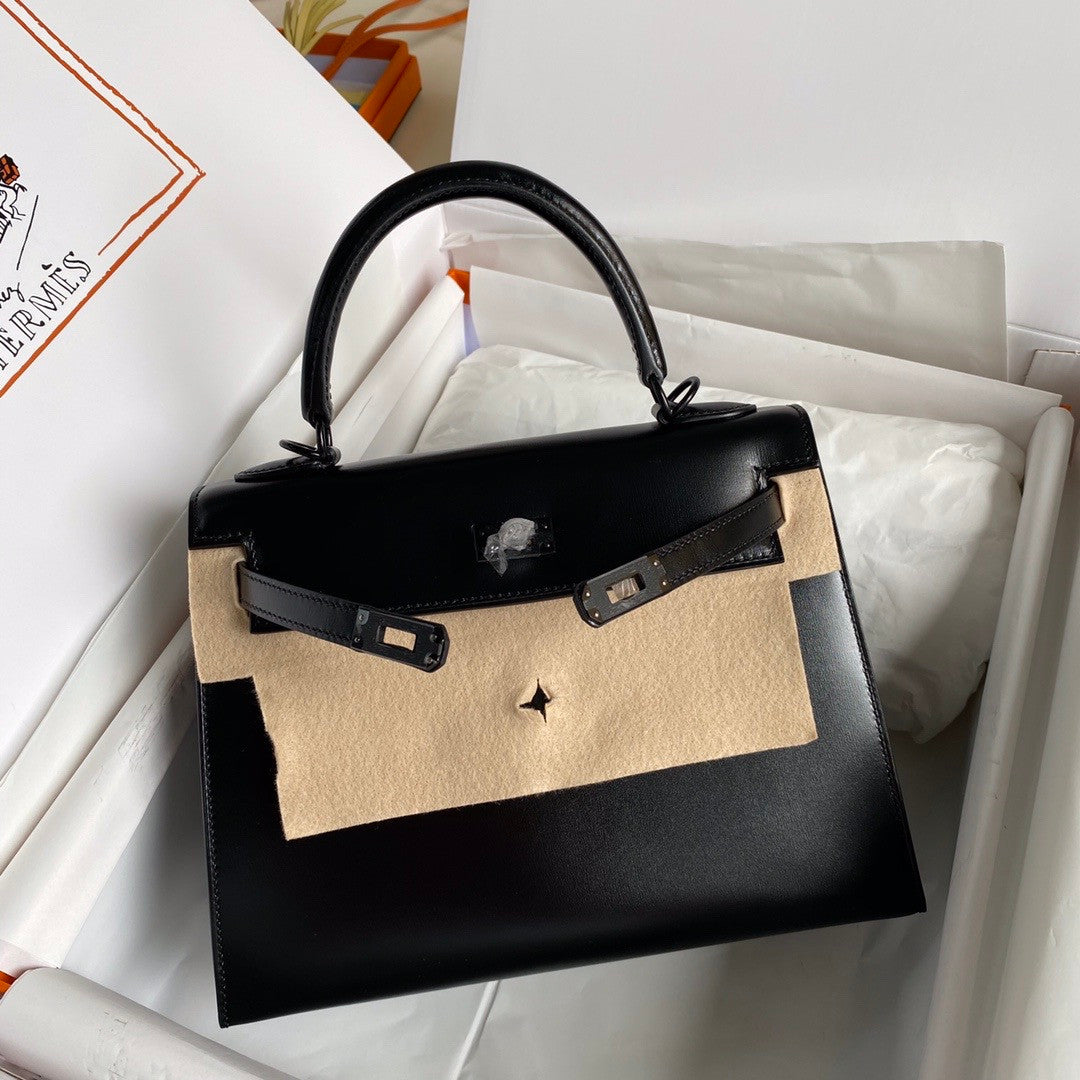 Hermès So Black Kelly 25 Box Leather Palladium Hardware