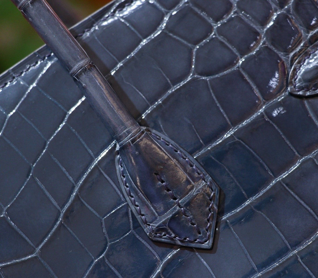 Hermes Bleu Thalassa Birkin 35 in Shiny Porosus Crocodile with Palladium hardware