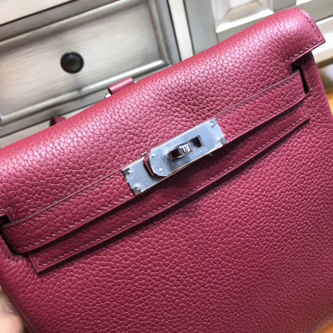 Hermès Kelly Ado Backpack 28cm Togo Leather with Palladium Hardware
