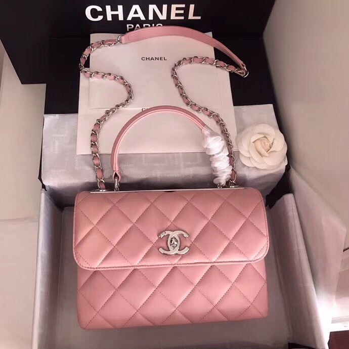Chanel  Small Trendy CC Top Handle Bag Quilted Lambskin Pink