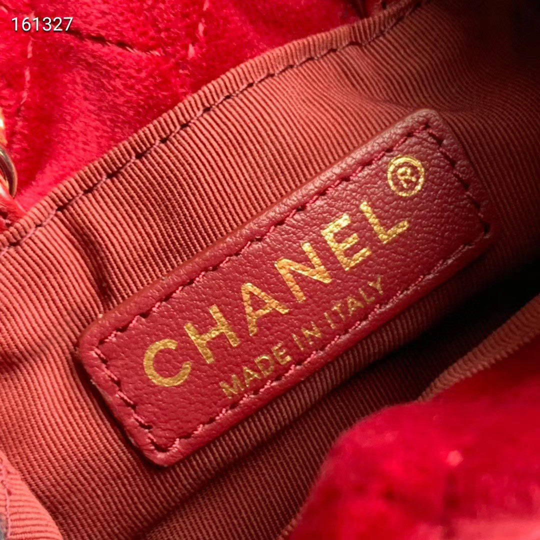 Chanel Velvet Drawstring Bag Burgundy