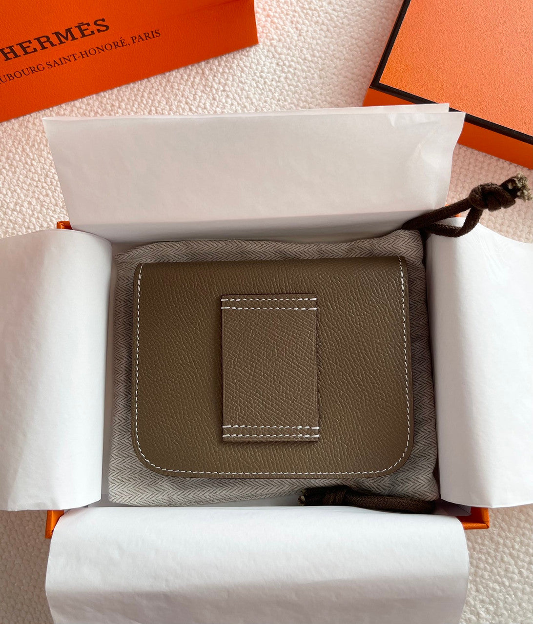 Hermès Constance Slim wallet Etoupe Epsom leather with gold hardware