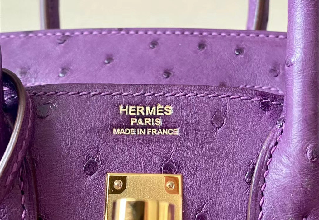 Hermes P9 Anemone Birkin Bag 25cm Ostrich Leather Gold Hardware