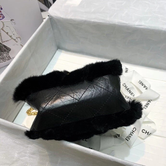 Chanel Shearling Lambskin Mini 2.55 Handbag Black