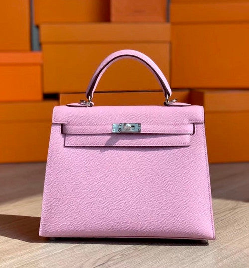 Hermes Mauve Sylvestre Kelly 25 cm Epsom Palladium Hardware