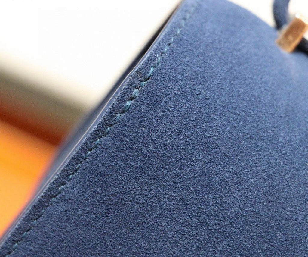Hermes  Constance Veau Doblis Suede R2 Blue Agate  19cm