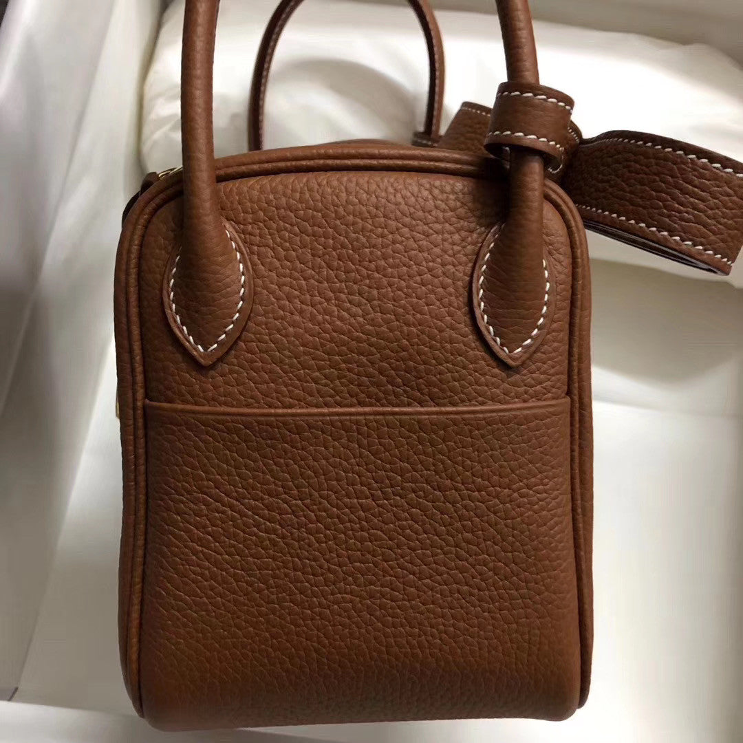 Hermès Mini Lindy 20cm Bag  Gold Taurillon Clemence Leather Gold Hardware