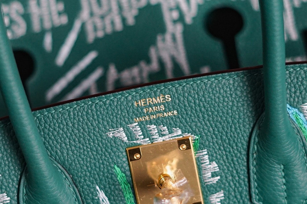 [Online Exclusive] Hermes Singapore Limited Edition Embroidered Birkin 30 Bag Green