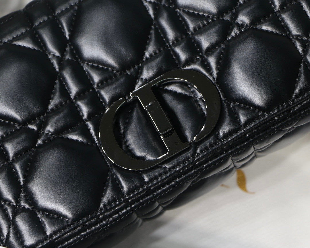 Christian Dior MEDIUM DIOR CARO BAG Black Quilted Macrocannage Calfskin