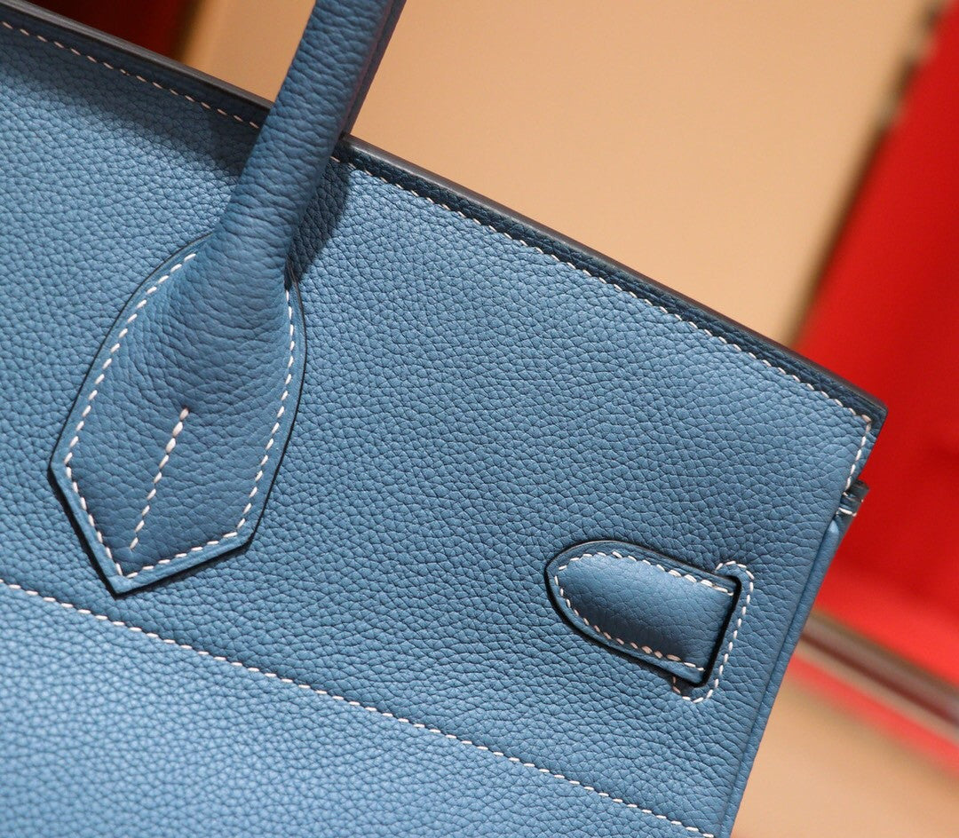 Hermes 75 Bleu Jean Togo Shoulder Birkin JPG 42cm