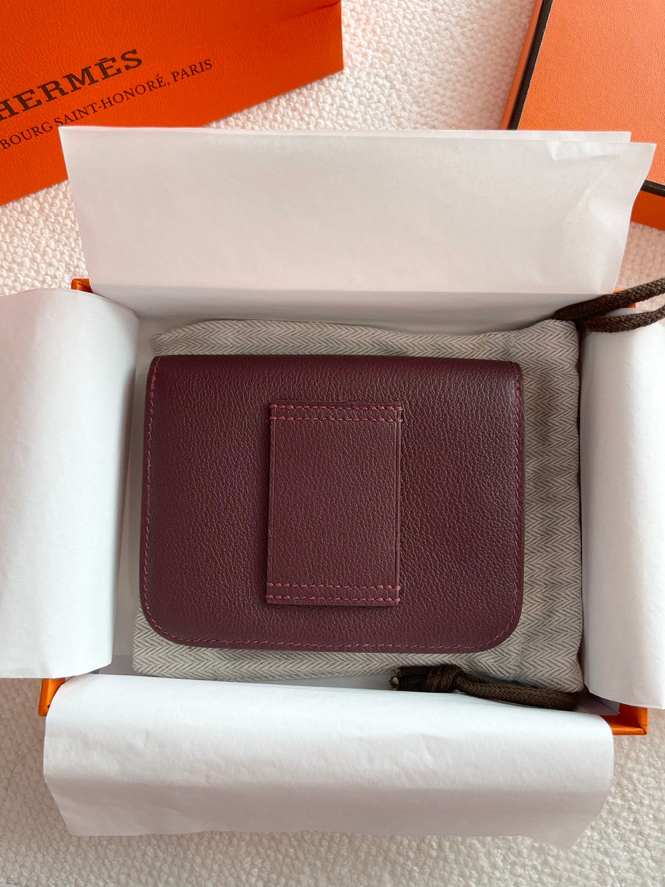 Hermès Constance Slim wallet  Rouge Sellier  leather palladium hardware