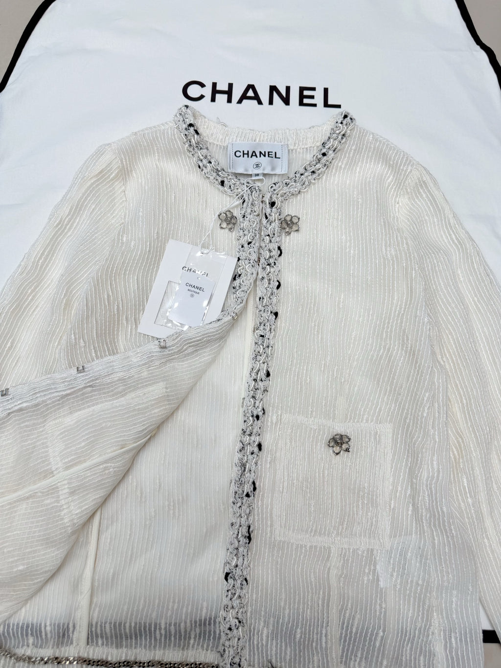 Chanel ivory cardigan - back view