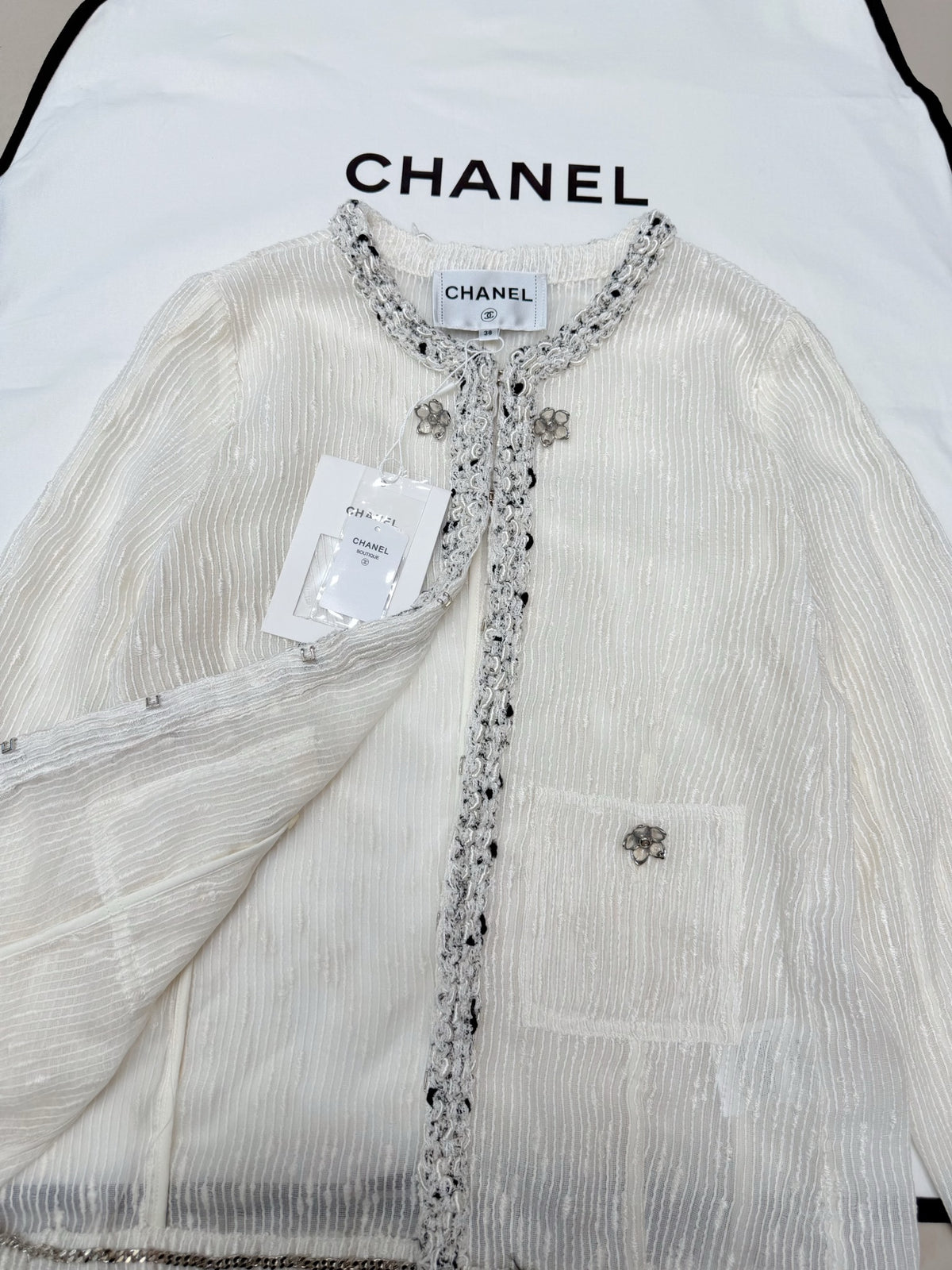 Chanel ivory cardigan - back view