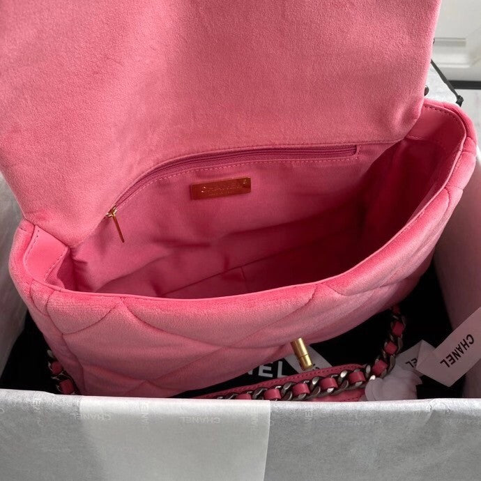 Chanel Velvet 19 flap bag Pink