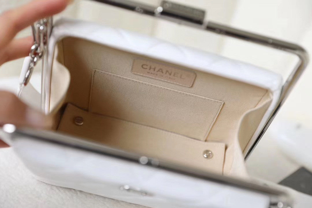 Chanel Lambskin White Clutch