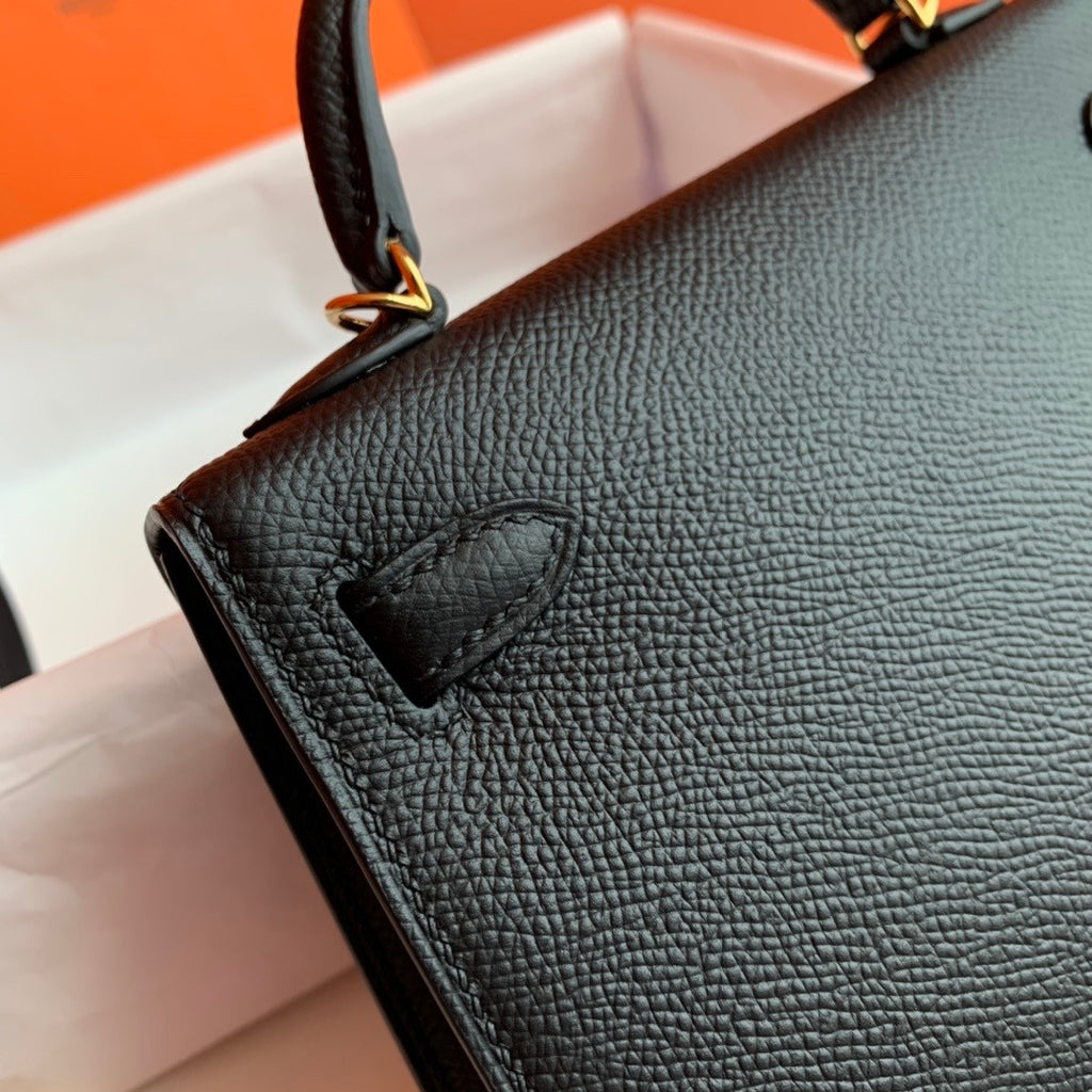 Hermes Black Mini Kelly II 20 Epsom Gold Hardware