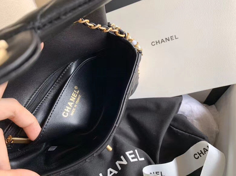 Chanel Limited Edition Flap Bag with Imitation Pearls & Gold Metal