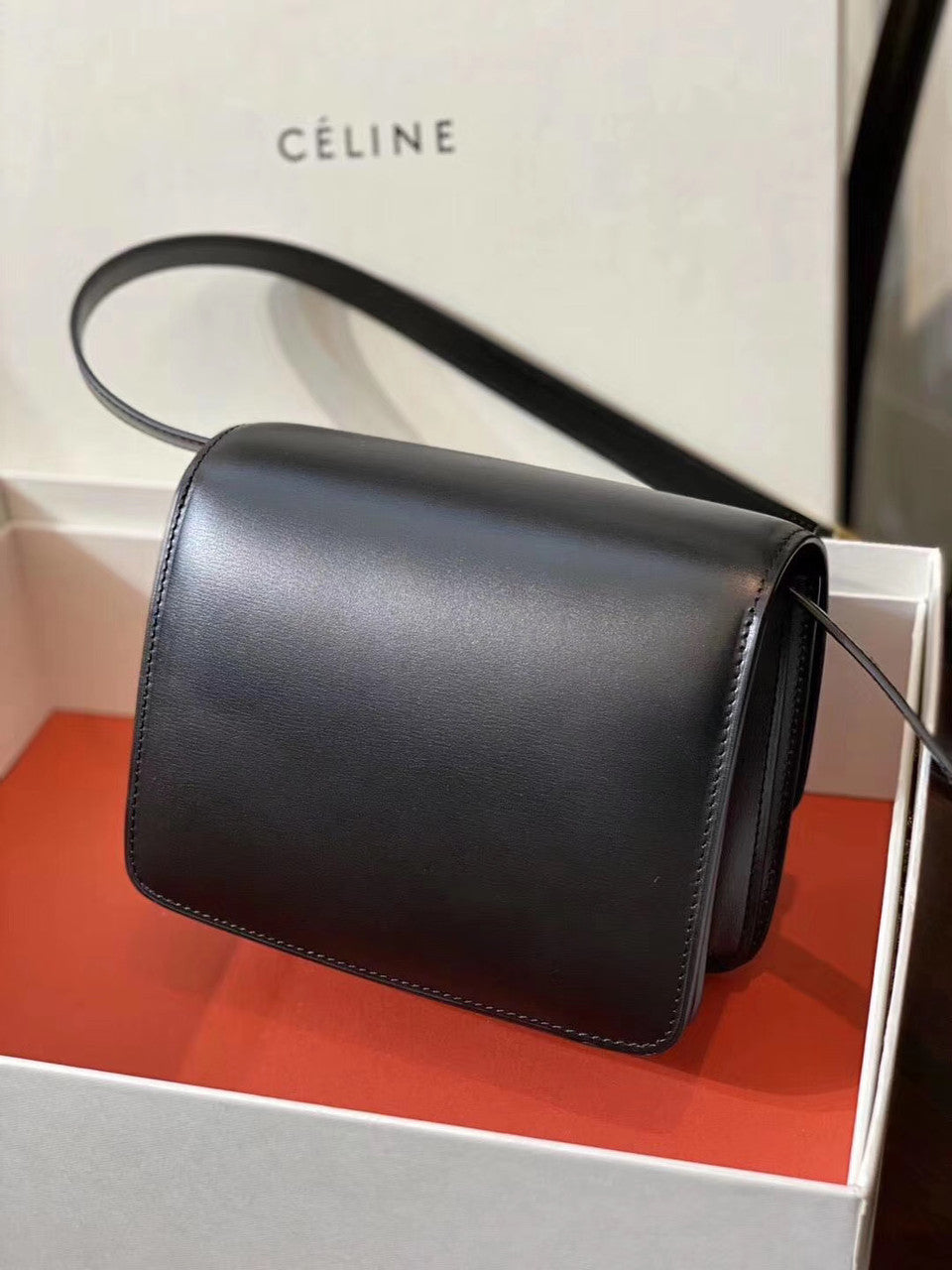 Celine SMALL CLASSIC BAG IN BOX CALFSKIN BLACK