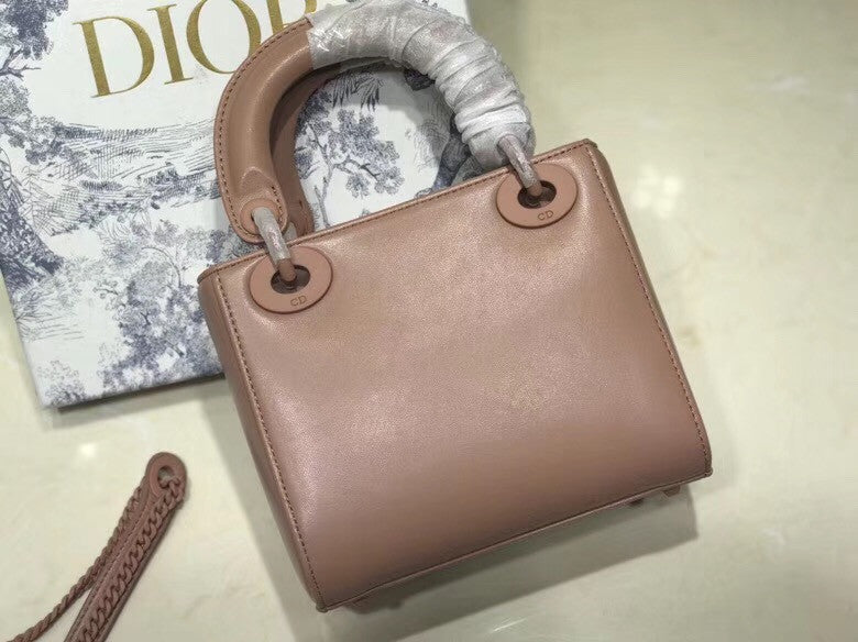 Christian Dior MINI LADY DIOR EMBROIDERED FLOWERS NUDE LAMBSKIN BAG