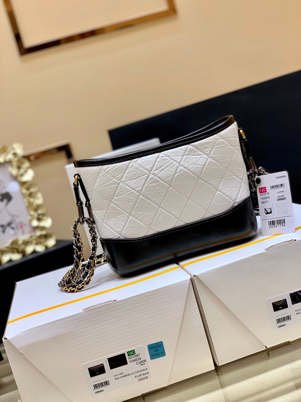 Chanel's Gabrielle Small Hobo Bag White/Black