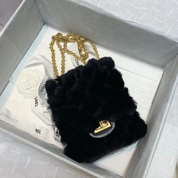 Chanel Shearling Lambskin Mini 2.55 Handbag Black