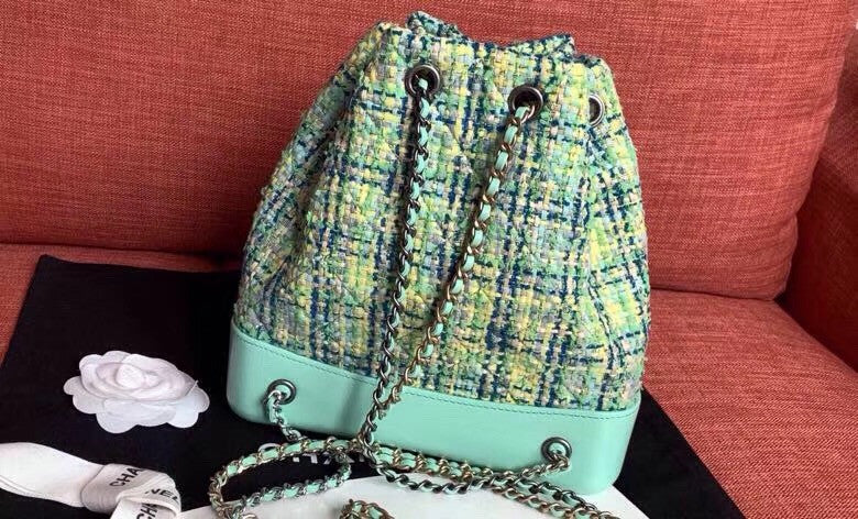 CHANEL'S GABRIELLE Green Tweed Small Backpack