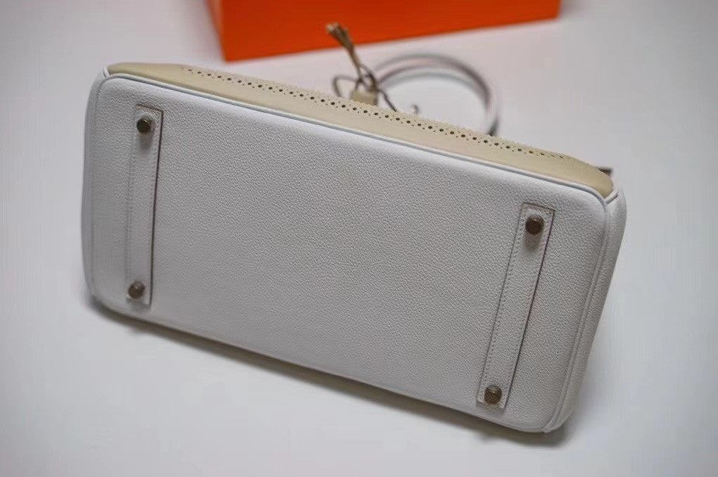 Hermès Special Order Craie Swift & Suede Birkin Ghillies Bag 35cm