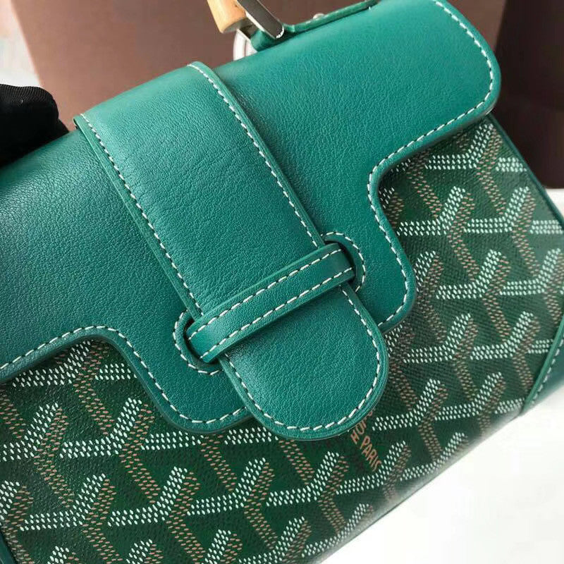 Goyard Saigon Mini  Leather Cross Body Bag Green