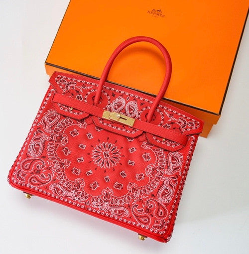 Hermes x Jay Ahr Special Edition custom-embroidering  Red Birkin Bag 30cm Epsom Leather Gold Hardware [Carry by Kylie Jenner, Cardi B]