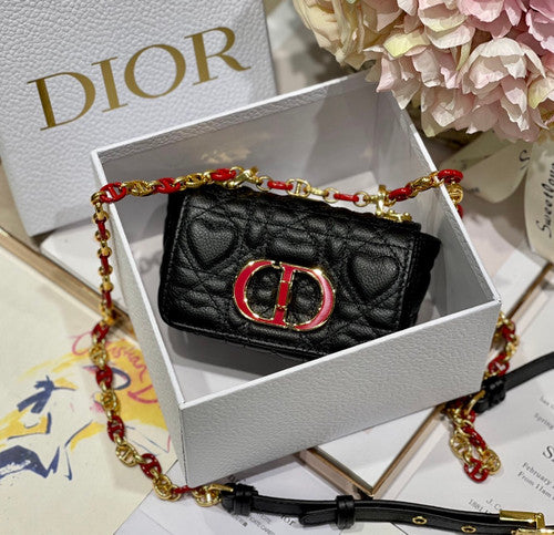Christian Dior MICRO DIOR CARO BAG Black Supple Cannage Calfskin