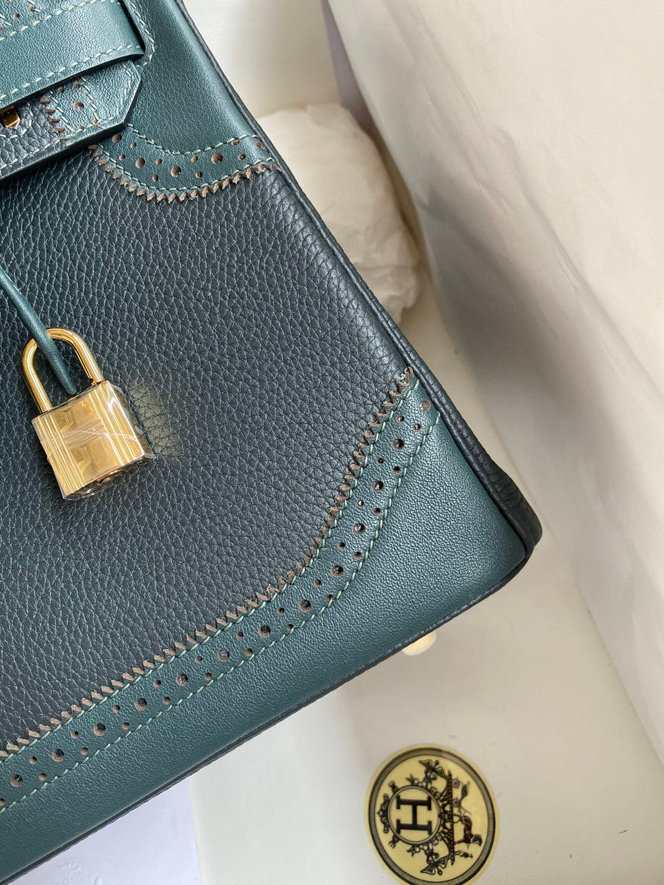 Hermes Limited Edition 6O Vert Cypress Ghillie Birkin 30cm Togo Gold Hardware