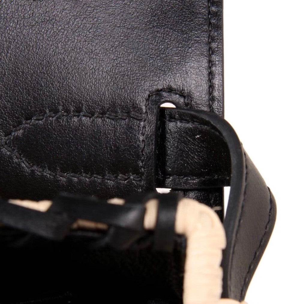 Hermes Limited Edition Black  Picnic Kelly 35 Wicker Palladium Hardware