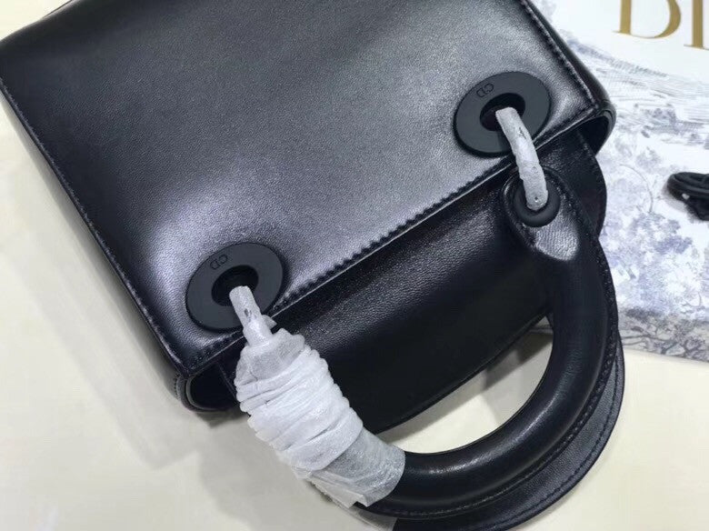 Christian Dior MINI LADY DIOR EMBROIDERED FLOWERS BLACK LAMBSKIN BAG