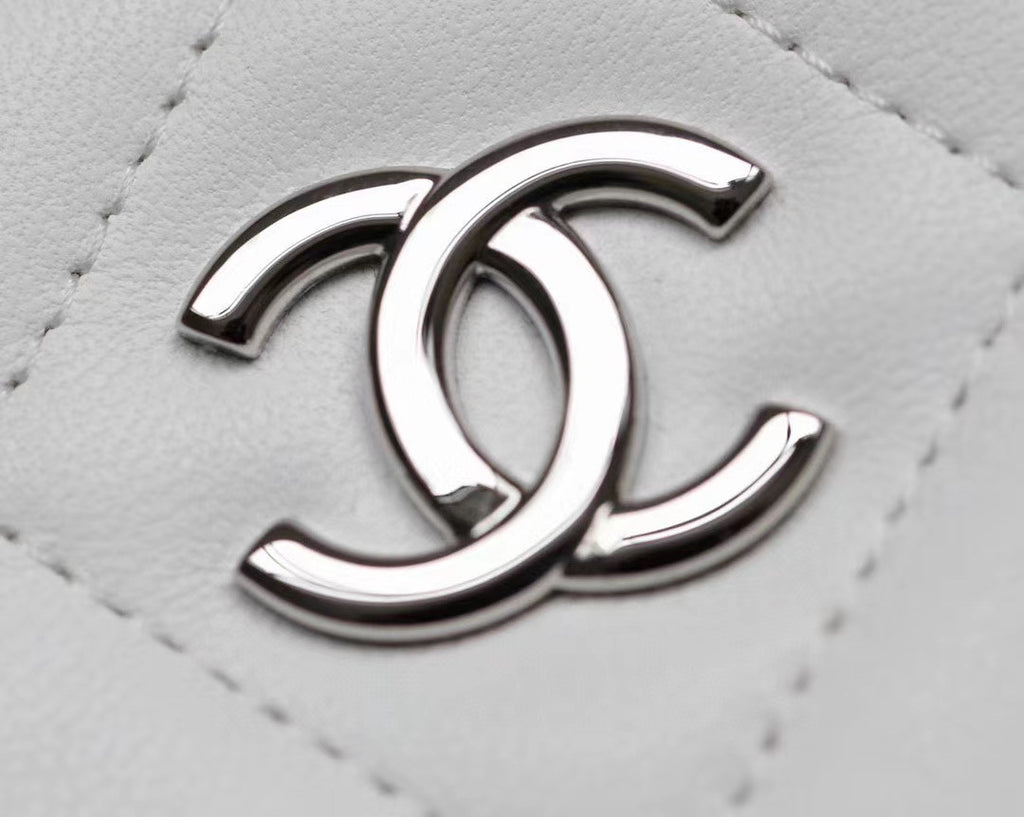 Chanel Lambskin White Clutch
