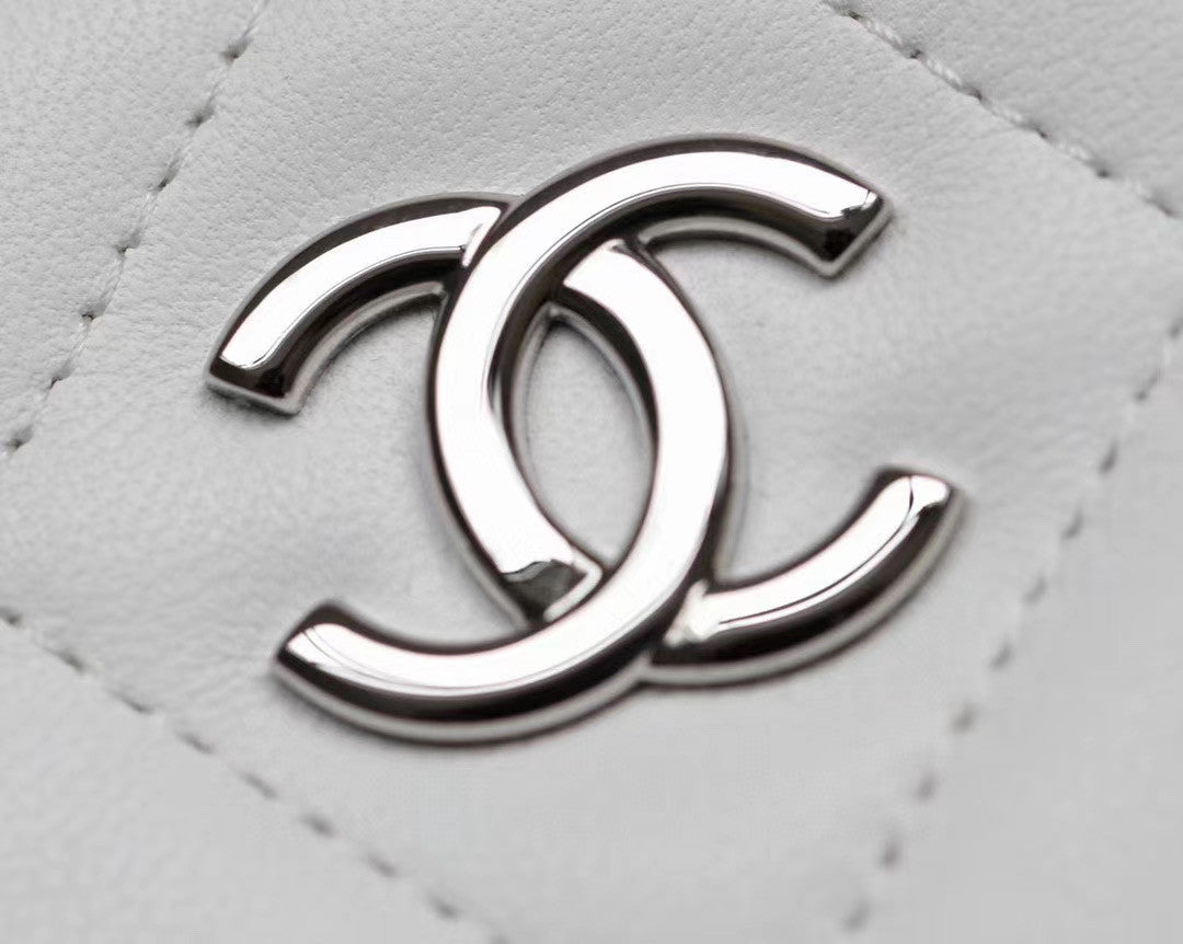 Chanel Lambskin White Clutch