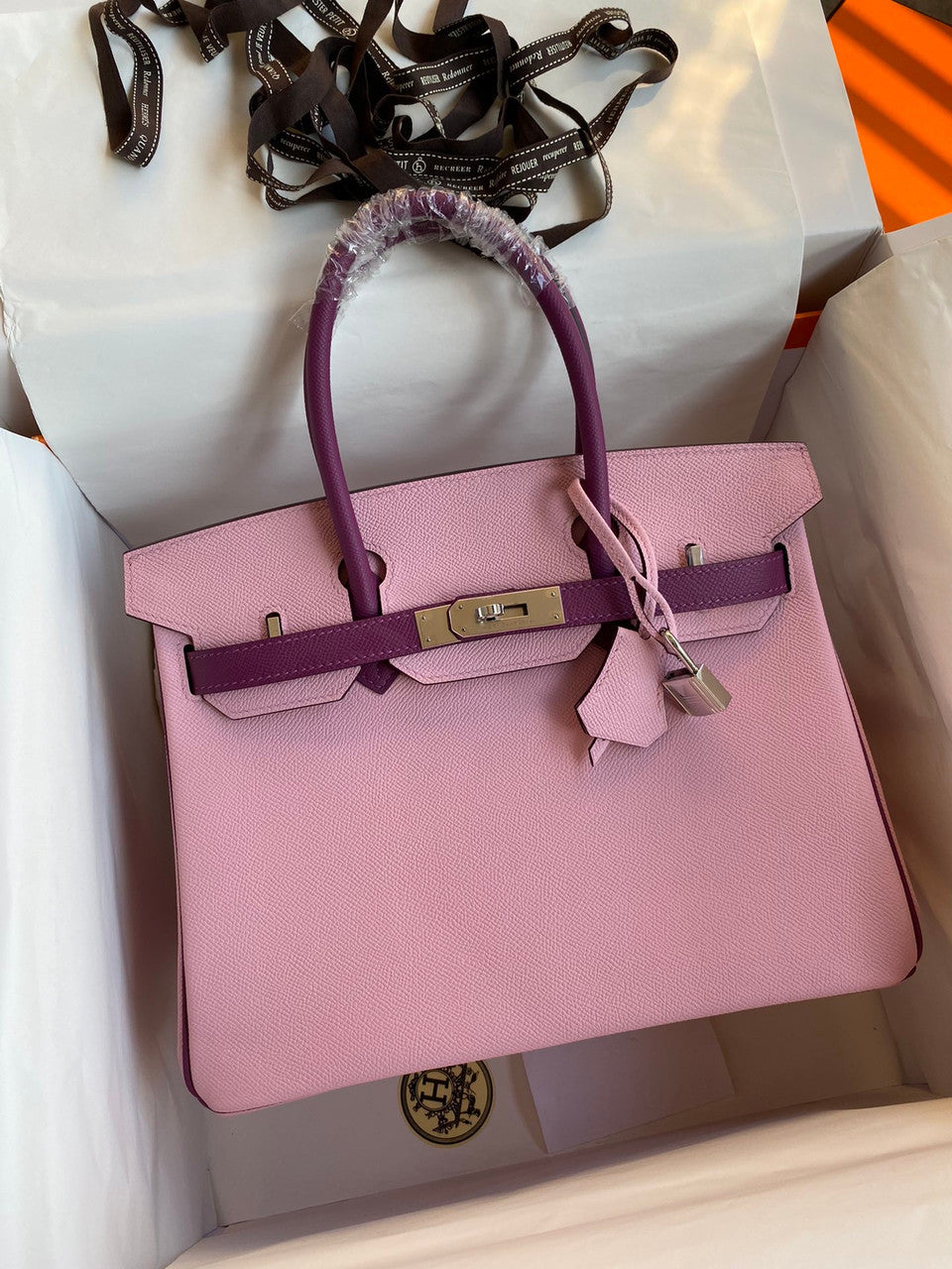 Hermès Mauve Sylvestre/Anemone Birkin 30 cm Epsom Leather Palladium Hardware