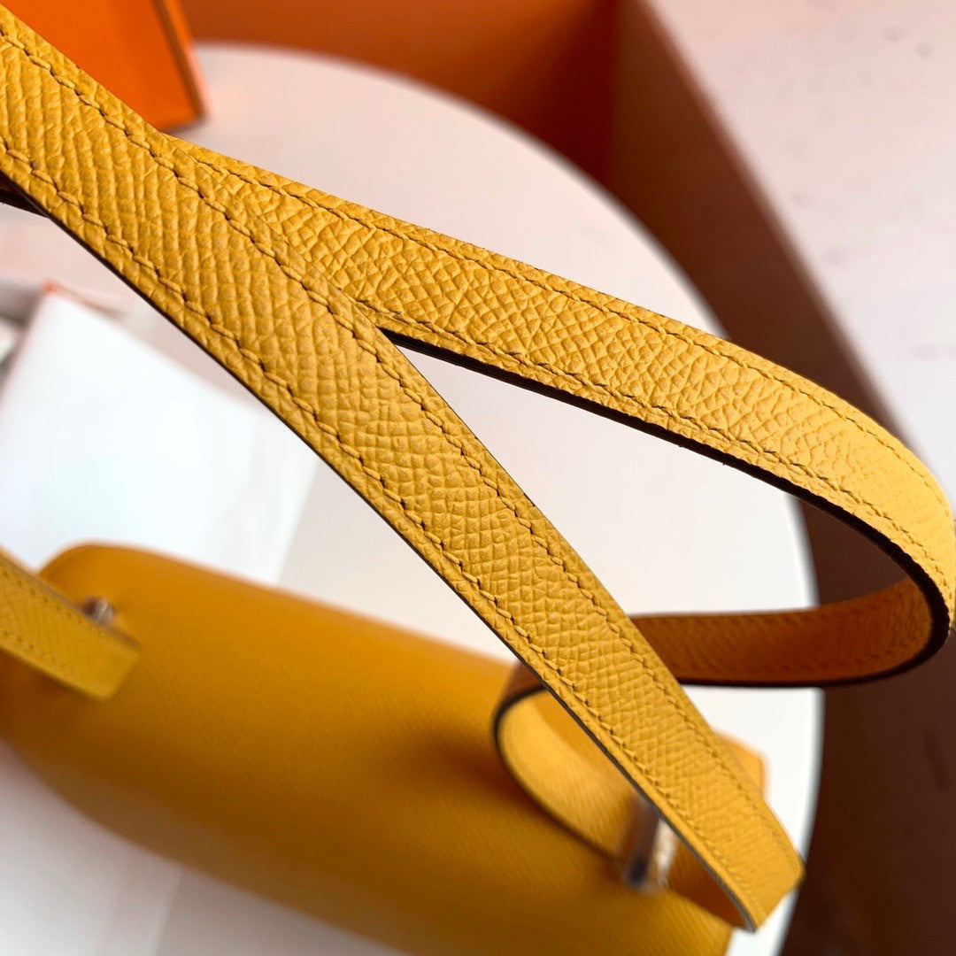 Hermes 9D Amber Constance 18 Epsom bag with Palladium Hardwares