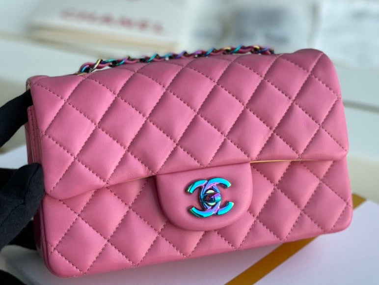 Chanel Rainbow Metal mini flap bag Pink