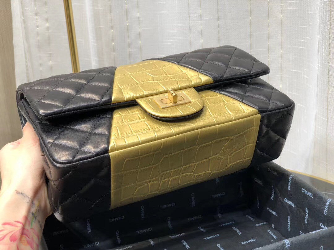 Chanel 2.55 Crocodile Embossed  Handbag