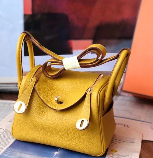 Hermes Mini Lindy 20cm Bag Soleil  Epsom Leather Gold  Hardware