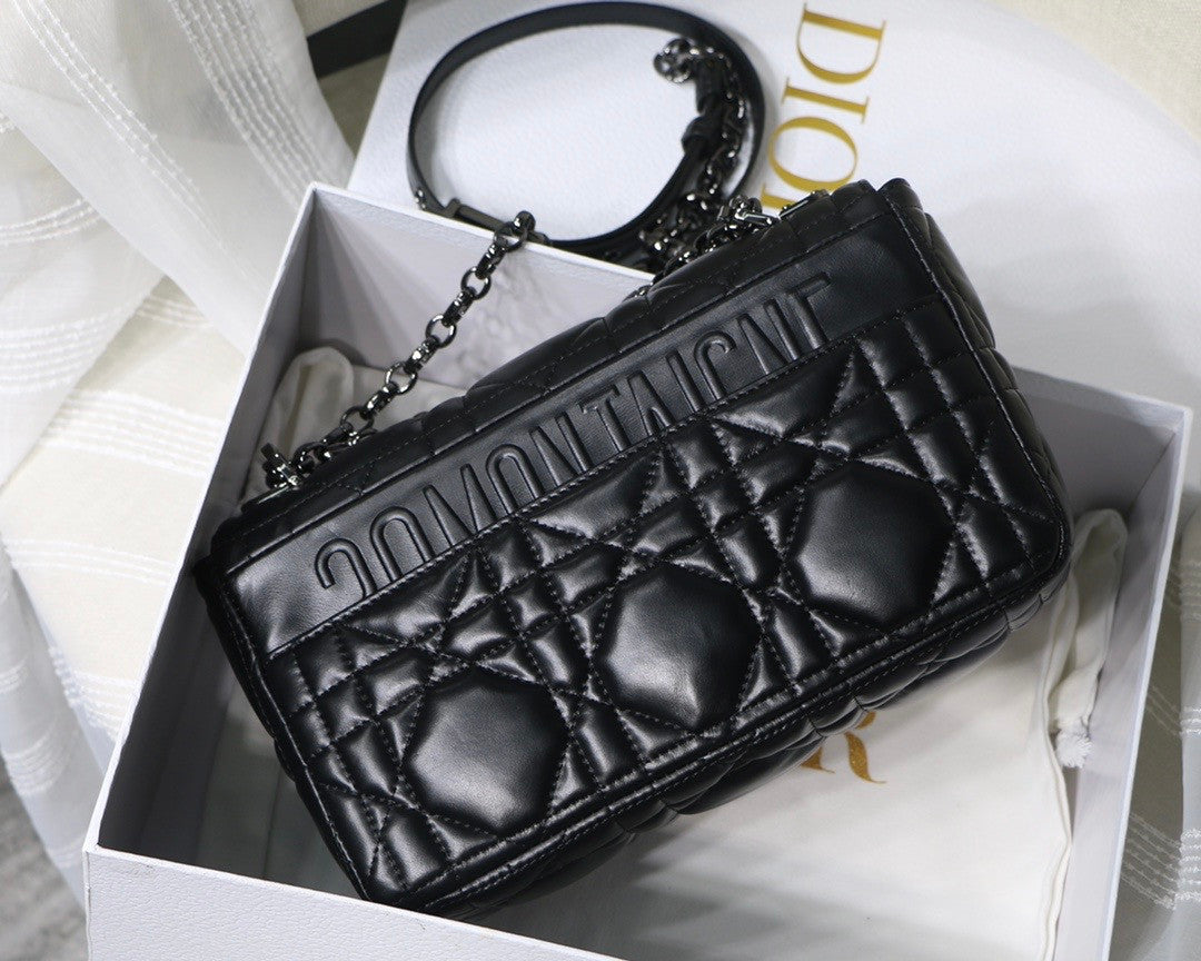 Christian Dior MEDIUM DIOR CARO BAG Black Quilted Macrocannage Calfskin