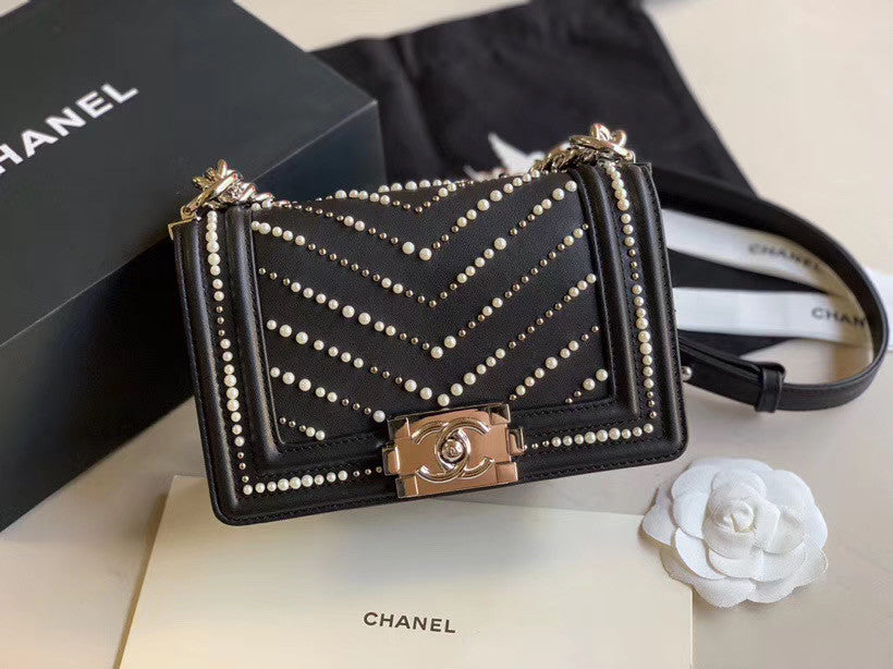 Chanel Small Pearl BOY CHANEL Handbag Black