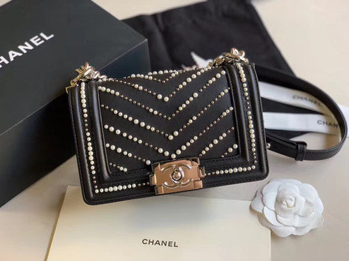 Chanel Small Pearl BOY CHANEL Handbag Black