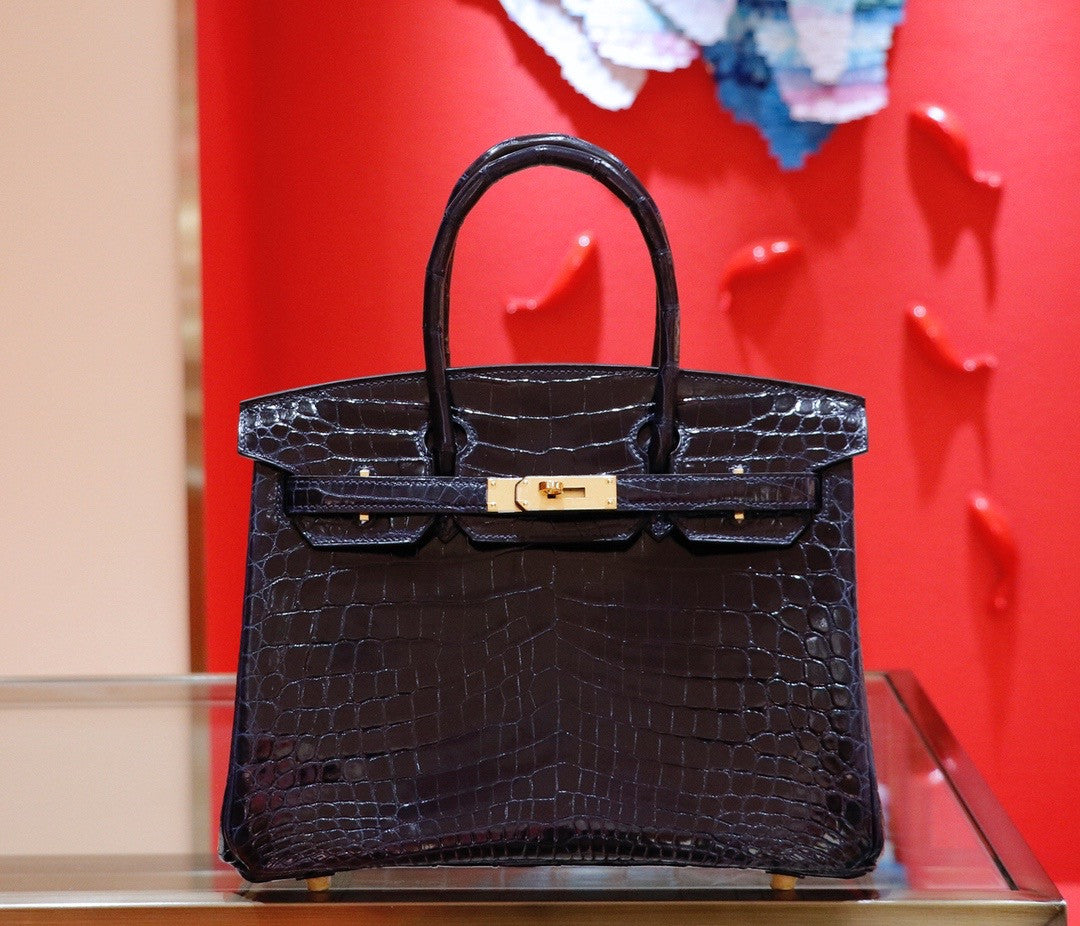 Hermes Bleu Thalassa Birkin 30 in Niloticus Crocodile with Gold hardware