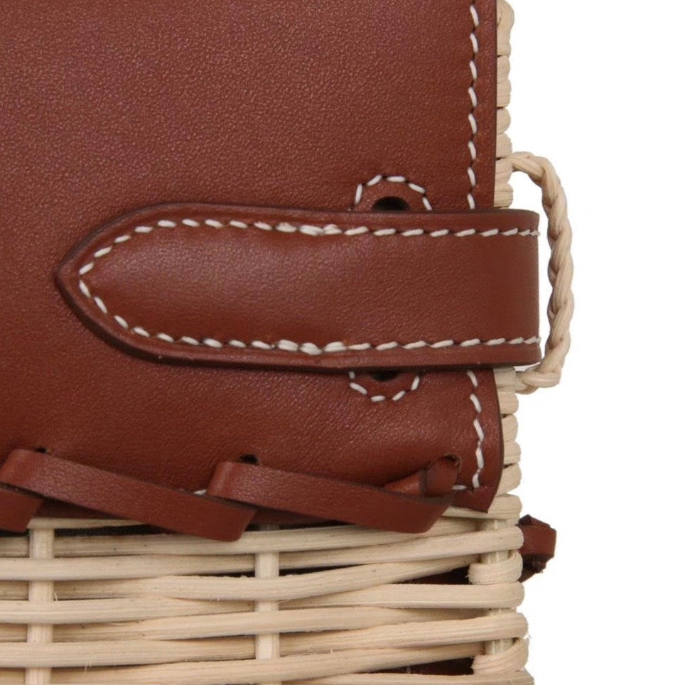 Hermes Limited Edition Brown Picnic Kelly 35 Wicker Palladium Hardware