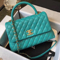 Chanel Small Coco Handle Bag in Calfskin Handle Green