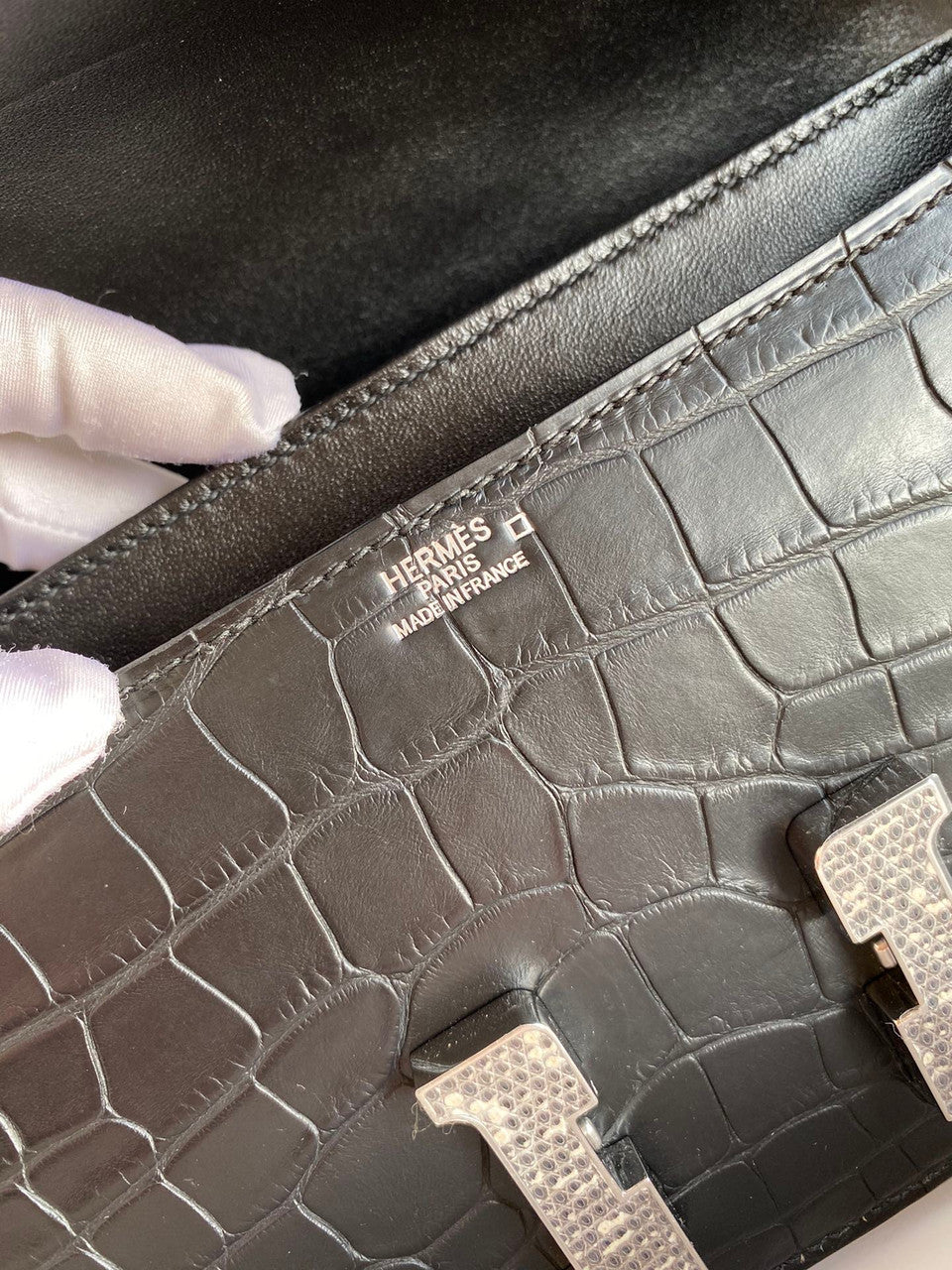 Hermès Constance Elan handbag in Black Alligator